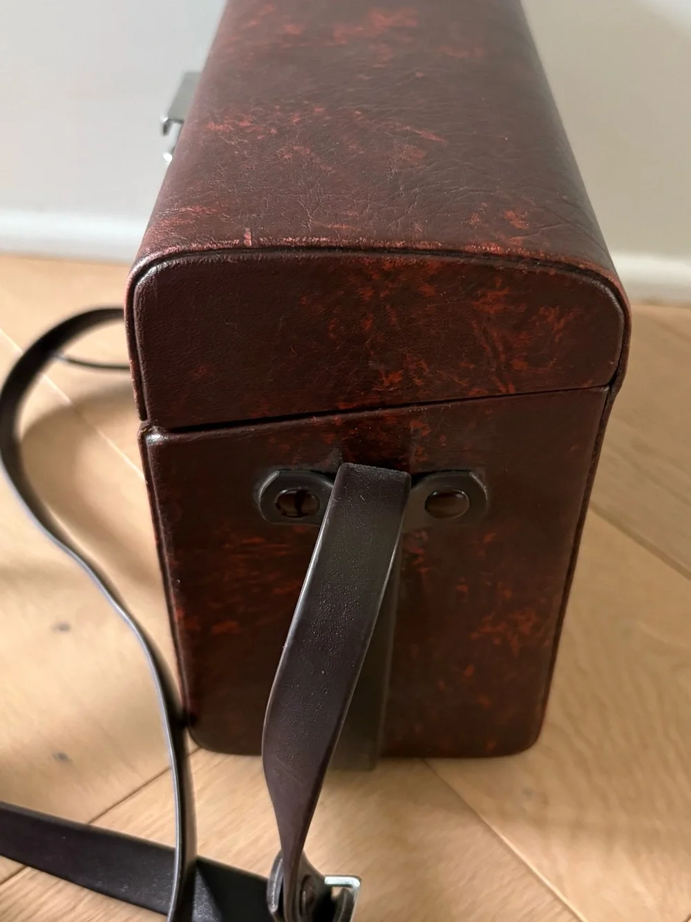 Vintage Olympus Hard Camera Case in Synthetic Brown Leather